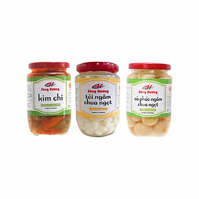 Combo Sông Hương Cà Pháo Ngâm Chua Ngọt 370g + Tỏi Ngâm 370g + Kim Chi 390g