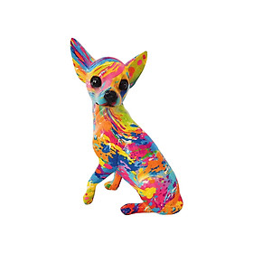 Colorful Chihuahua Sculpture Dog Statue Resin Animal Craft for Bedroom Decor