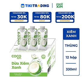 Thùng 12 Hộp Nước Dừa Cocoxim Xanh (330ml x12 Hộp)