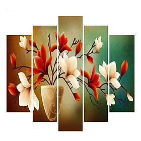 Bộ 5 - Tranh treo tường - Trang trí phòng khách/Bình hoa 3D/Gỗ MDF Hàn Quốc/Chống ẩm mốc, mối mọt T3M-32421
