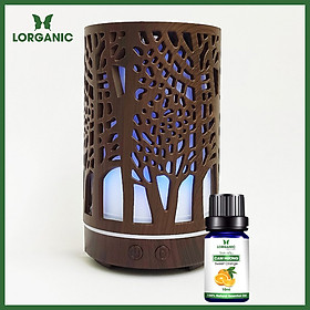 Combo máy khuếch tán/ máy xông tinh dầu Lorganic hình Trụ Cây FX2064 + tinh dầu cam hương Lorganic (10ml).