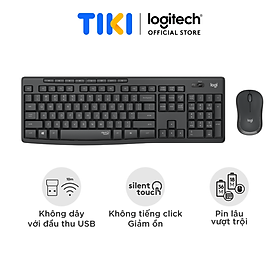 Combo chuột phím không dây Logitech MK295 Silent - Chống ồn 90%, có phím số, mắt đọc cải tiến, bền bỉ, không lag - Hàng chính hãng