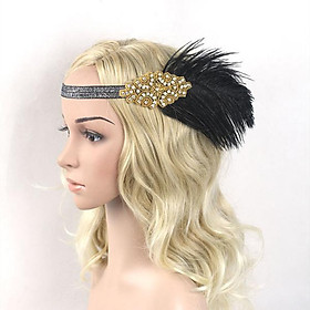 Black Flapper Feather Fascinator Headband Headpiece Hair Accessories