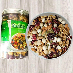 500gr MIx 8 Loại Hạt hạnh nhân, óc chó vàng, óc chó đỏ, nho khô đen, nho