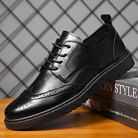 LCRTZKG Men Brogue England Casual Dress Giày da nam quý ông PU Giày da nam bán chính thức Loafers Thick Bottom Party Zapatos Hombre