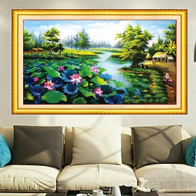 Mua Tranh thêu chữ thập đầm sen LV3017- tự thêu