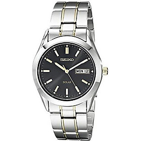 Seiko Men's SNE047 Two-Tone Solar Black Dial Watch