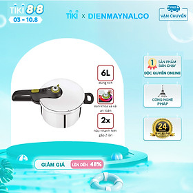 Nồi áp suất cơ inox Tefal Secure 5 Neo 6L - P2530737, dùng cho mọi loại bếp - Hàng chính hãng