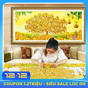 Tranh đính đá PHÁT TÀI THỊNH VƯỢNG CÂY TIỀN VÀNG YN2098(100×50cm )