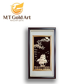 Tranh thuyền thuận buồm xuôi gió dát vàng (40x65cm) dáng đứng MT Gold Art- Hàng chính hãng, trang trí nhà cửa, phòng làm việc, quà tặng sếp, đối tác, khách hàng, tân gia, khai trương 