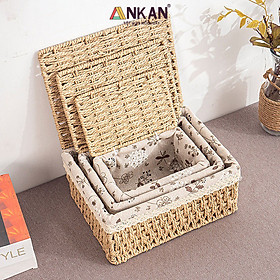 Mua Giỏ mây có nắp đựng đồ  đựng thức ăn  phụ kiện  thích hợp trang trí decor trong nhà  giúp nhà bạn và nơi làm việc gọn gàng hơn nữa