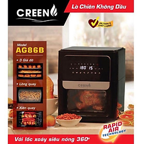 Mua Lò chiên Không Dầu Đối Lưu  Nồi Chiên Không Dầu 12 Lít Creen AG86B  Giảm 80% Dầu Mỡ  Màn Hình Cảm Ứng  Công Suất 1700W  Thương Hiệu Tây Ban Nha - Hàng chính hãng