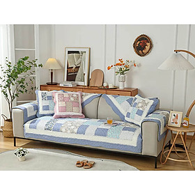 Mua Thảm sofa - Ô vuông viền xanh dương - TSF118