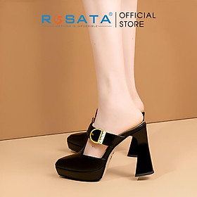 Giày cao gót nữ ROSATA RO515 mũi nhọn xỏ chân êm ái quai ngang gót trụ cao 8cm xuất xứ Việt Nam - ĐEN