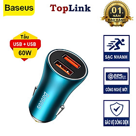 Mua Tẩu Sạc Ô Tô Baseus Golden Contactor Max Dual Fast Charger Car Charger 60W - Hàng Chính Hãng