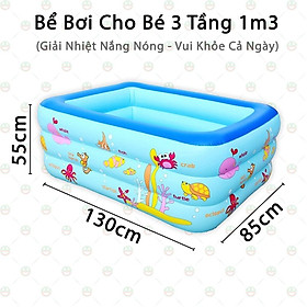 Mua Bể bơi cho bé cao cấp Pikaboo hình chữ nhật đủ kích cỡ 2-3 tầng đáy 2 lớp chống trượt bền đẹp