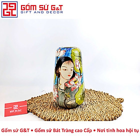 Mua Lọ hoa dáng đu đủ cô gái bên hoa sen Gốm Sứ G&T