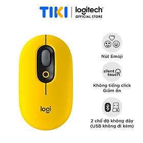Chuột không dây bluetooth Logitech POP MOUSE - giảm ồn, nút emoji tùy chỉnh - Hàng chính hãng - Màu Vàng Blast