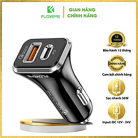 Mua FLOVEME Sạc USB Ô Tô 18W Quick Charge QC3.0 Cho iPhone 12 11 Loại C dành cho Điện Thoại Di Động - Hàng chính hãng