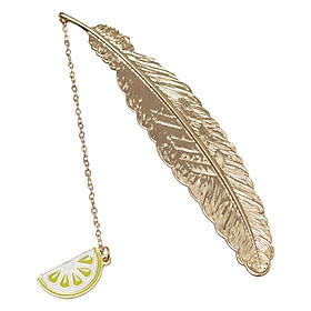 Bookmark Kim Loại Đánh Dấu Sách Hình Lông Vũ Dây Treo - Chanh