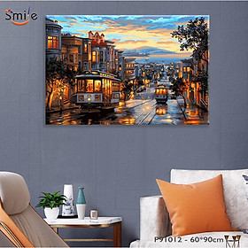 Mua Tranh tô màu theo số Smile FMFP xe điện phố cổ P91012 60x90cm không khung
