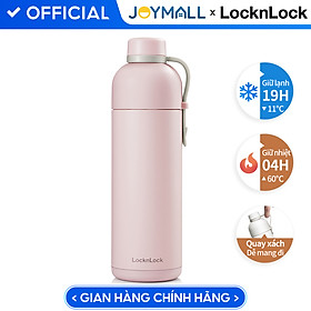 Bình giữ nhiệt Lock&Lock Belt Bottle LHC4267 490ml - Hàng chính hãng có quai xách, miệng rộng có thể cho đá - JoyMall