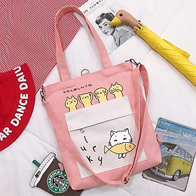 Túi tote bag vải canvas túi a4 đeo chéo đeo vai dùng đi học đi chơi TX94