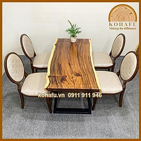 Mua Bàn ăn uốn lượn tự nhiên gỗ nguyên tấm  bàn làm việc gỗ Me Tây KL20087