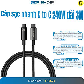 Cáp Sạc Nhanh Baseus Tungsten Gold Type-C to Type-C PD 240W Cho MacBook Samsung S23 Xiaomi iPad Huawei (Fast Charging Data Cable 5A)-Hàng chính hãng
