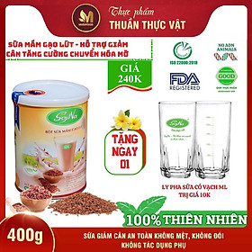 Sữa Mầm Gạo Lứt Soyna 400g - Sữa Bổ Sung Dinh Dưỡng cho Người Giảm Cân, Ăn Kiêng, Ăn Chay, Người Bị Tiểu Đường, Tim Mạch, Mỡ Máu, Xương Khớp, Người Tập Gym Và Yoga, Thay Thế Bữa Ăn - Tặng 1 Ly Thủy Tinh Pha Sữa Có Vạch Chia ML