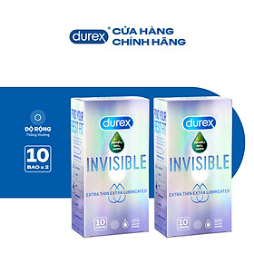 Combo 2 bao cao su Durex Invisible Extra Thin Extra Lubricated Hộp 10 Bao - 2 hộp 20 bao