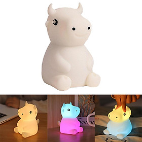 Silicone Cow LED Touch Sensor Night Light Cute Child Bedroom Lamp 7 Colors