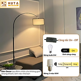 Đèn Cây Đứng HUTA KC2 Thân Cong, Trang Trí Phòng Khách Phòng Ngủ, Sofa, Góc Tường, Cao Cấp Sang Trọng, Đèn Vàng Bóng Led Tiết Kiệm Điện