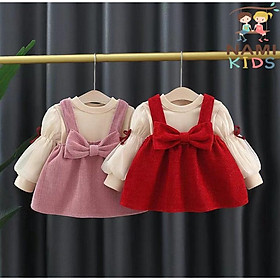 Set yếm nơ đỏ Quảng Châu cao cấp mặc Tết chụp hình dự tiệc cho bé