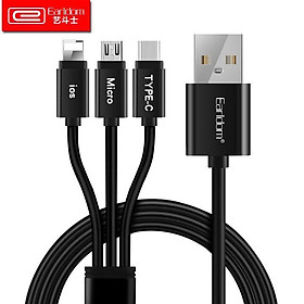 Mua Cáp sạc 3 đầu chống đứt  dây sạt đa năng cho iphone  samsung  type-c dài 1m xạc nhanh IMC 014 - Hàng chính hãng