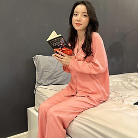 ĐỒ BỘ PIJAMA ĐŨI HÀN TRƠN MÀU HỒNG ĐỖ CỰC XINH HÀNG CAO CẤP