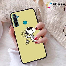 Ốp lưng iCase dành cho Realme 5 chất liệu viền dẻo lưng cứng nhám TPU có hai lỗ xỏ dây đeo in nổi 4D hình bộ sưu tập Snoopy 01