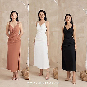 Đầm 2s cột nơ nhún ngực xẻ tà sang chảnh + Ảnh thật