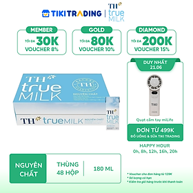 Thùng 48 hộp sữa tươi tiệt trùng TH True Milk nguyên chất 180ml