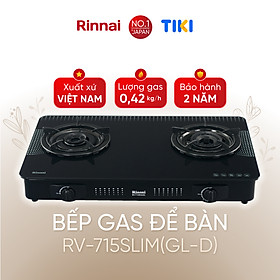 Bếp gas dương Rinnai RV-715Slim(GL-D) mặt bếp kính và kiềng bếp men - Hàng chính hãng.