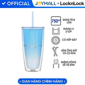 Ly nhựa Lock&Lock 2 lớp 750ml HAP522 - Hàng chính hãng kèm ống hút cọ rửa, cách nhiệt tốt, miệng rộng - JoyMall