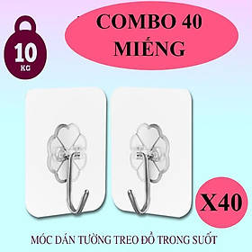 Mua Combo 40 Móc dán  dính cường lực thần thánh siêu chắc chịu lực 10kg