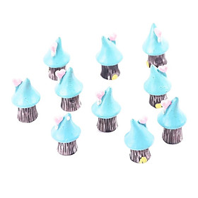 10x Miniature House Fairy Garden Ornament, Cute Tree Shape Village for Dollhouse DIY Project