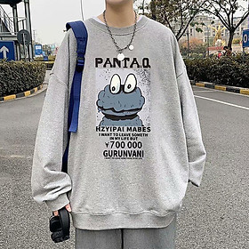Áo Sweater cotton cổ tròn tay dài dáng rộng in họa tiết hoạt hình phong cách Hàn Quốc 2022 m-5xl cho nam