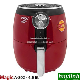 Nồi chiên không dầu Magic Korea A802 - Dung tích 4.6 lít - Công suất 1500W - Đen - Đỏ - Hàng chính hãng