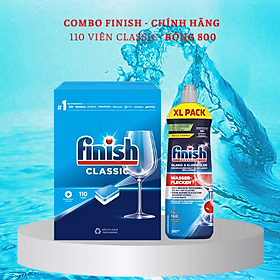 Combo Viên rửa bát Finish 110 viên+  Nước làm bóng finish 750ml dùng cho máy