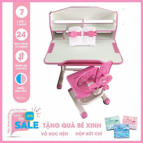 Mua Bộ bàn ghế học sinh thông minh SMLIFE Jasper 80cm - BK306 - Hồng | Bàn: 80cm x 59cm x 52-76cm (mặt bàn nâng hạ) | Ghế nâng hạ