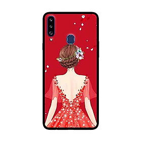 Ốp Lưng Dành Cho Samsung Galaxy A20s mẫu Cô Gái Váy Đỏ - Hàng Chính Hãng