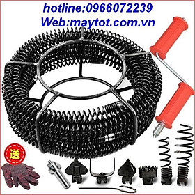 Mua Dây Thông Tắc Cống Phi 16 Dung Tay Quay - dài 6m(gồm 1 tay quay + 6m dây+ bộ 6 đầu thông+ 1đầu kết nối máy khoan )