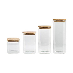 Mua (Thủy Tinh - Nắp Gỗ - Đủ Size) Lọ Thủy Tinh Vuông Nắp Gỗ Giá Rẻ